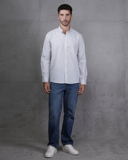 Mint Green Cotton Casual Long Sleeve Shirt