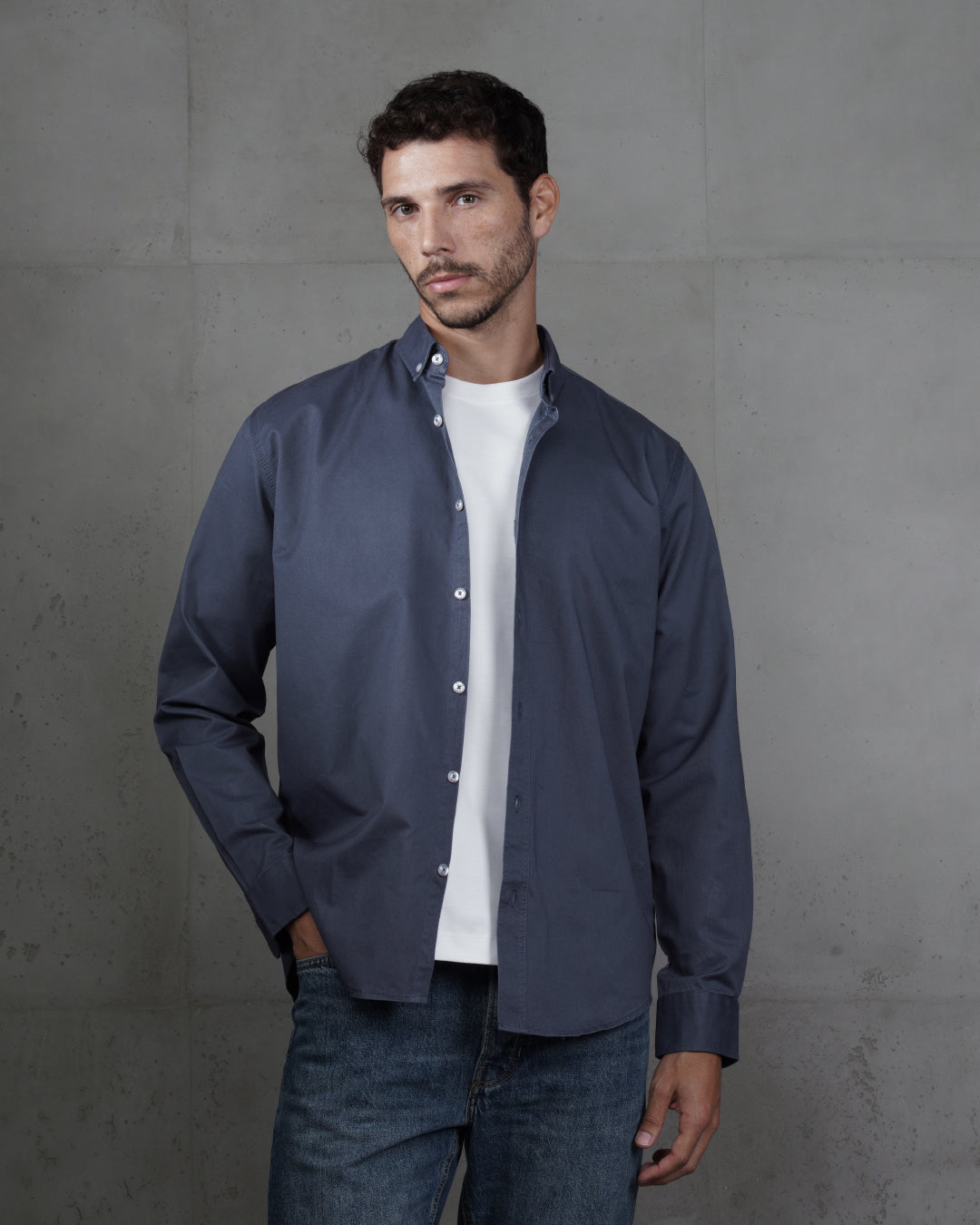 Navy Men’s Plain Cotton Shirt