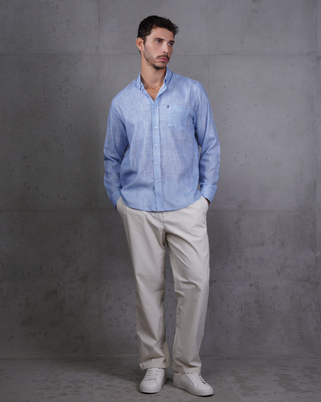Royal Blue Linen Plain Shirt