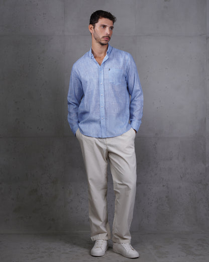 Royal Blue Linen Plain Shirt