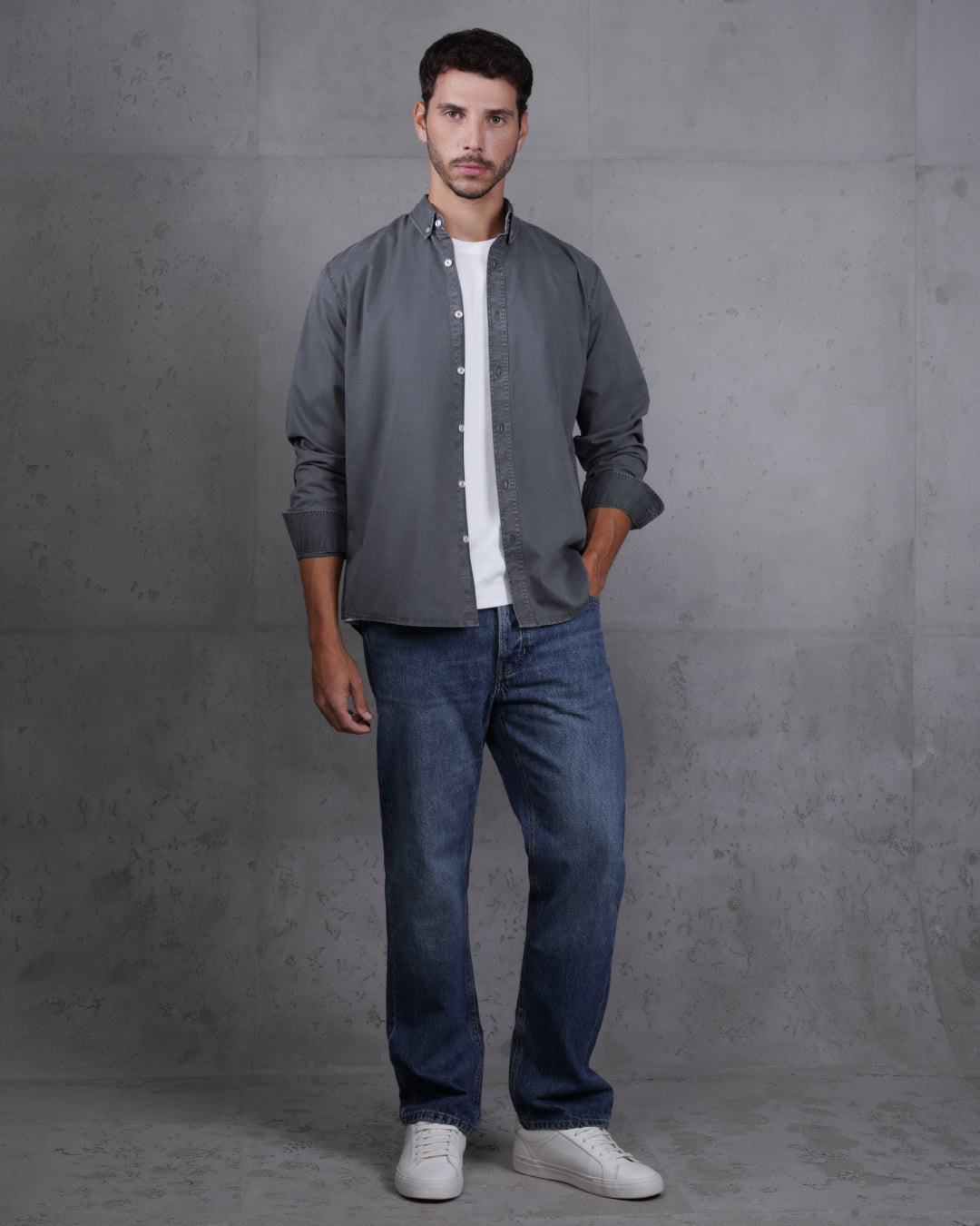 Grey Men’s Plain Cotton Shirt