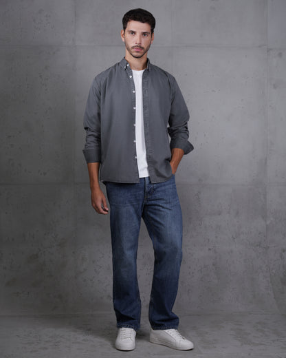 Grey Men’s Plain Cotton Shirt