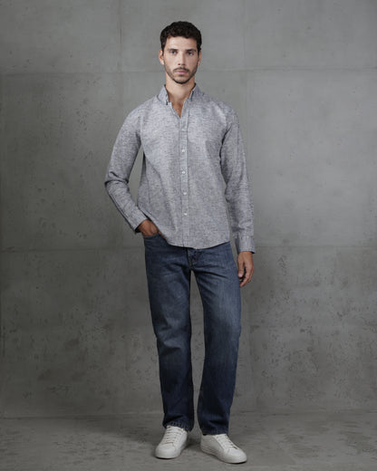 Black Cotton Casual Long Sleeve Shirt