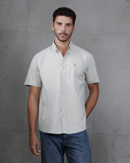 Mint Green Cotton Short-Sleeve Shirt