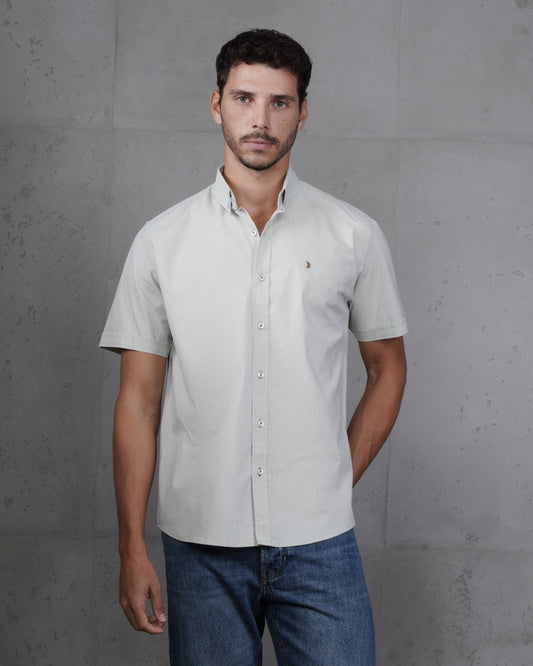 Mint Green Cotton Short-Sleeve Shirt