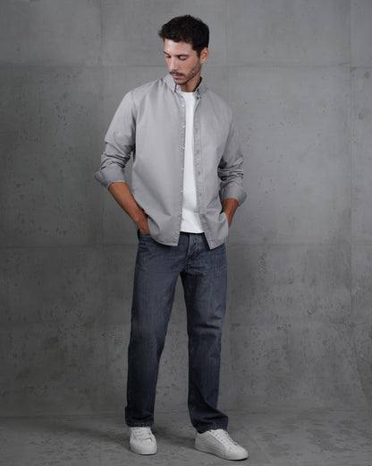 Light Grey Men’s Plain Cotton Shirt