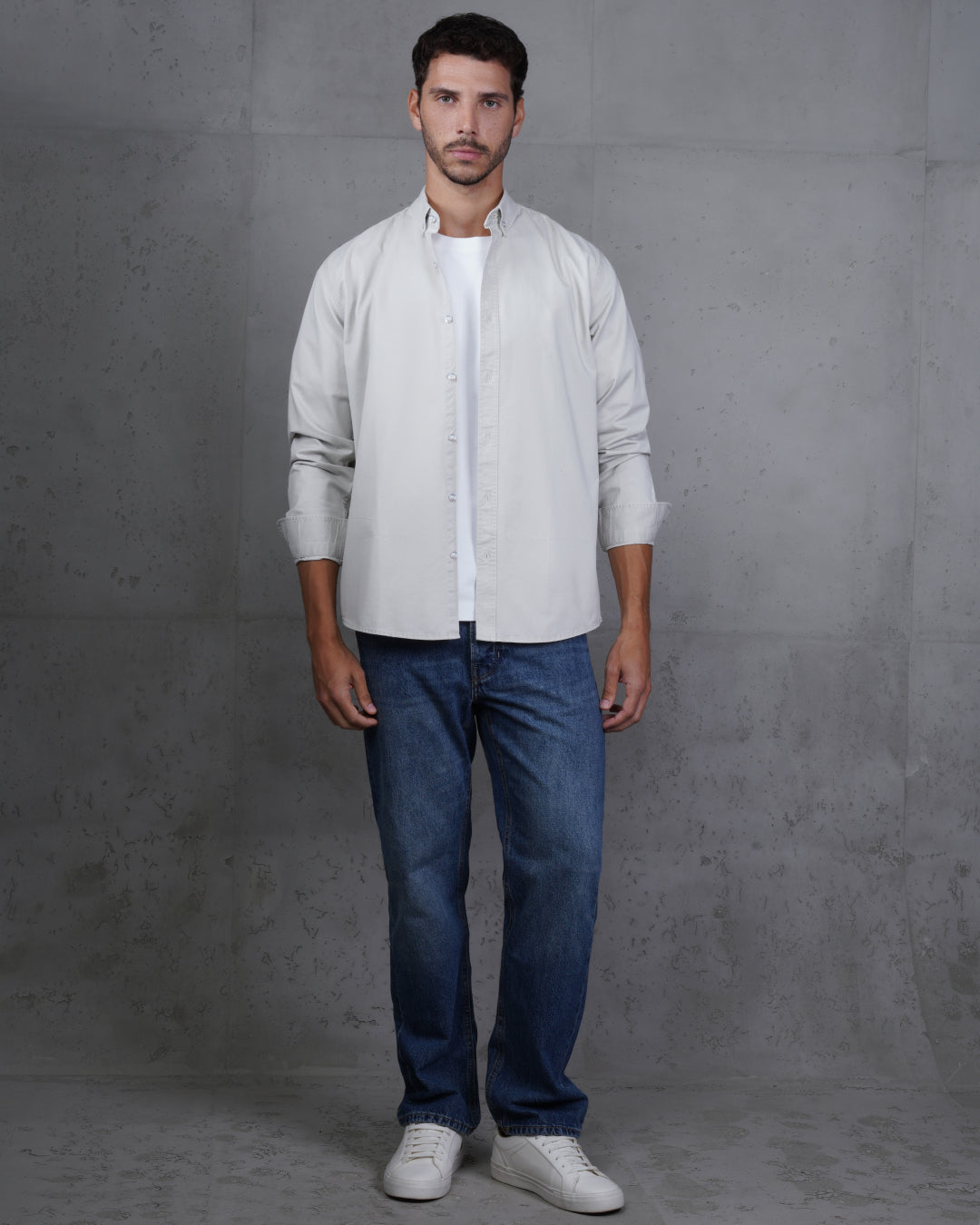 Silver Men’s Plain Cotton Shirt