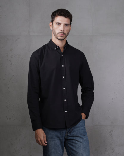 Black Plain Cotton Shirt (Big Size)