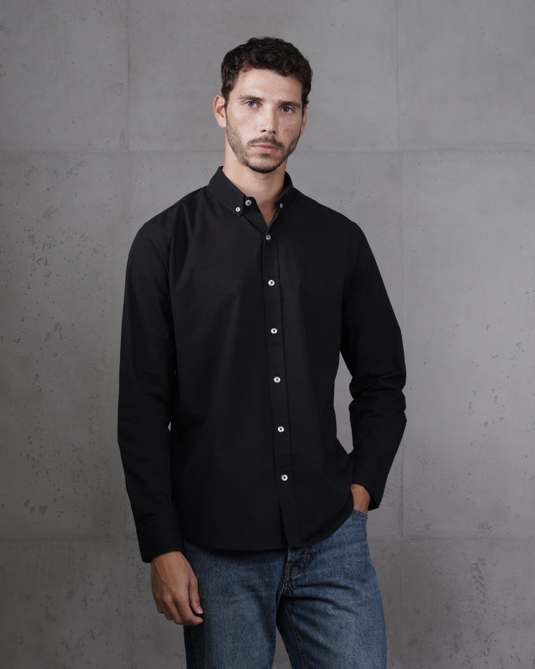 Black Plain Cotton Shirt