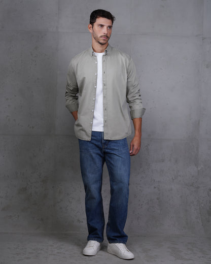 Khaki Men’s Plain Cotton Shirt