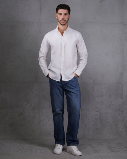 Beige Casual Cotton Long Sleeve Shirt