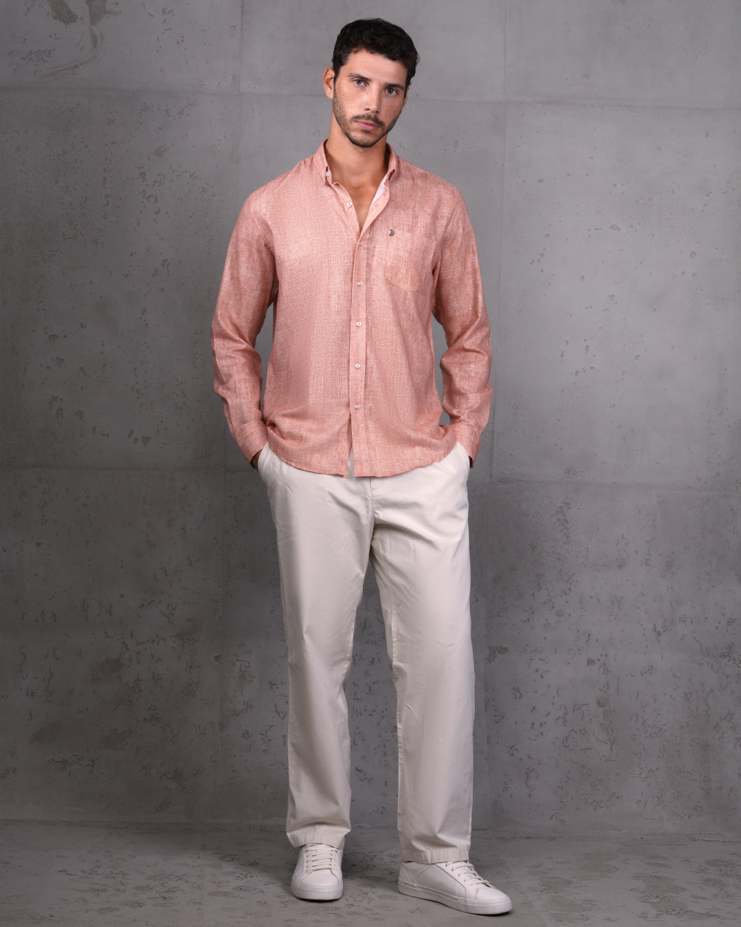 Orange Linen Plain Shirt