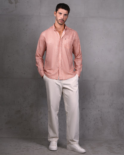 Orange Linen Plain Shirt