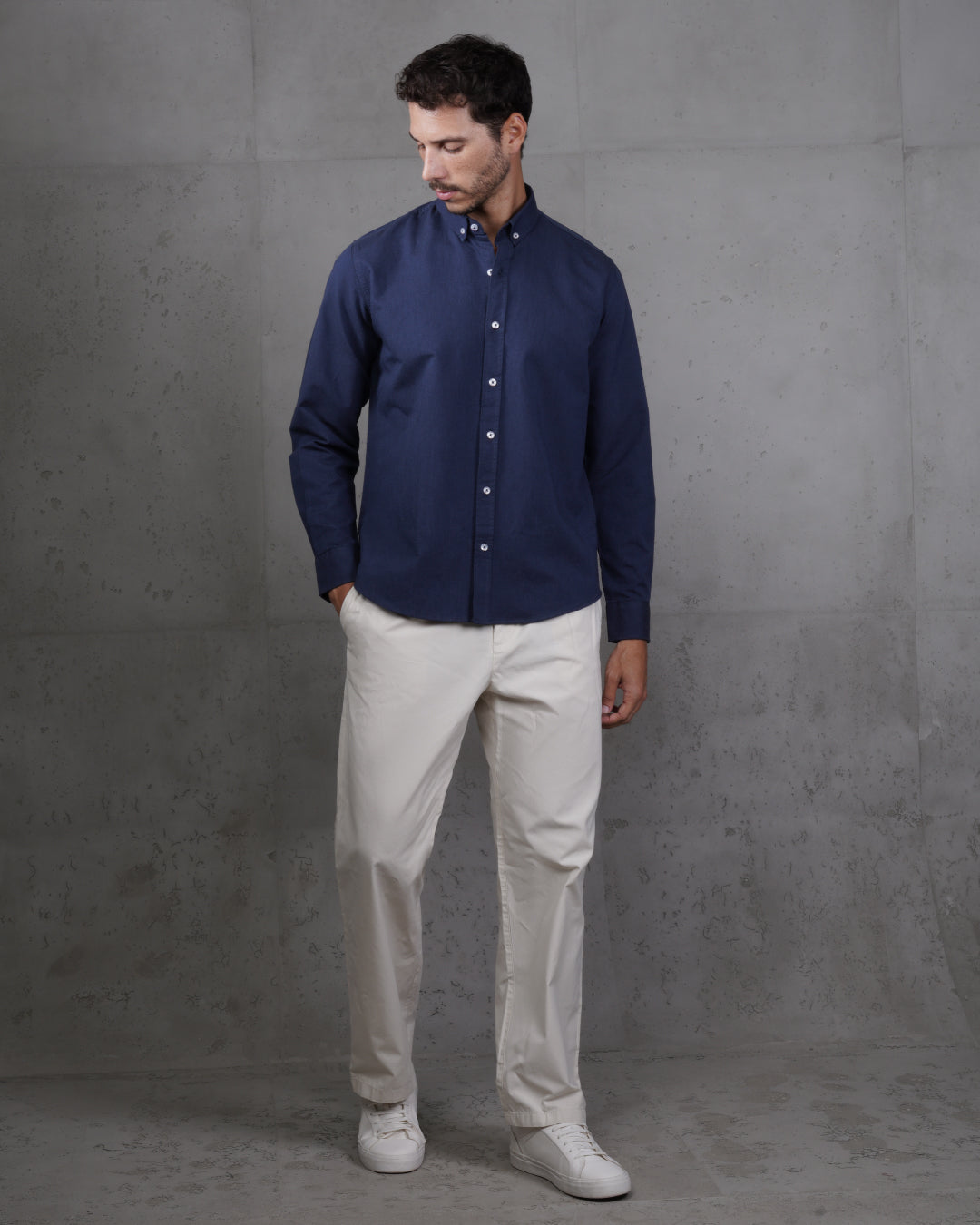 Navy Plain Cotton Shirt
