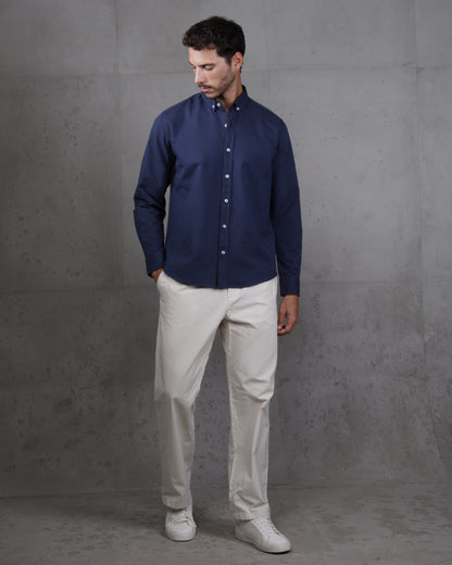 Navy Plain Cotton Shirt