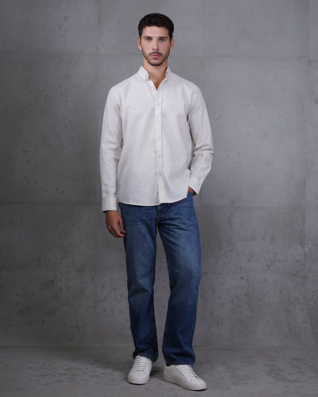 Caffee Cotton Casual Long Sleeve Shirt