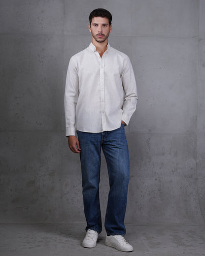 Caffee Cotton Casual Long Sleeve Shirt