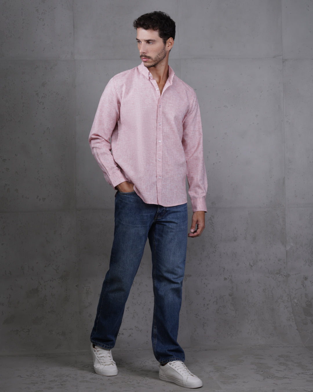Red Cotton Casual Long Sleeve Shirt
