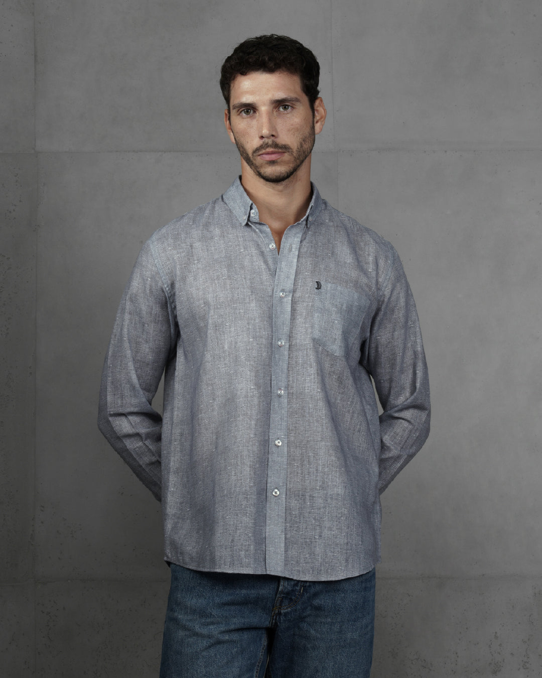 Grey Linen Plain Shirt
