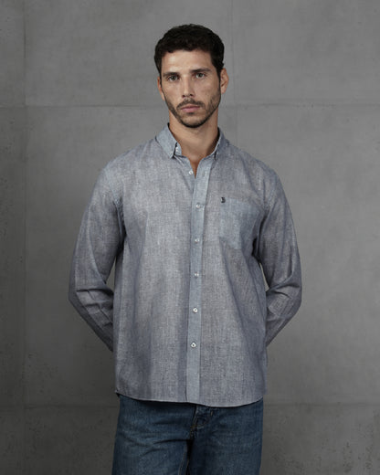 Grey Linen Plain Shirt