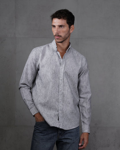 Black Casual Cotton Long Sleeve Shirt
