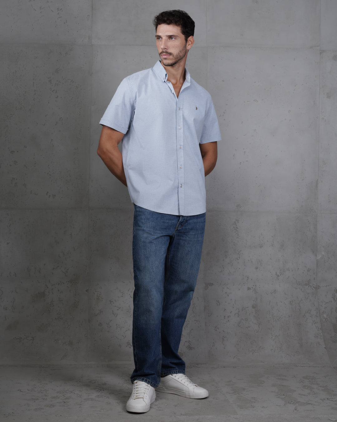 Navy Cotton Short-Sleeve Shirt