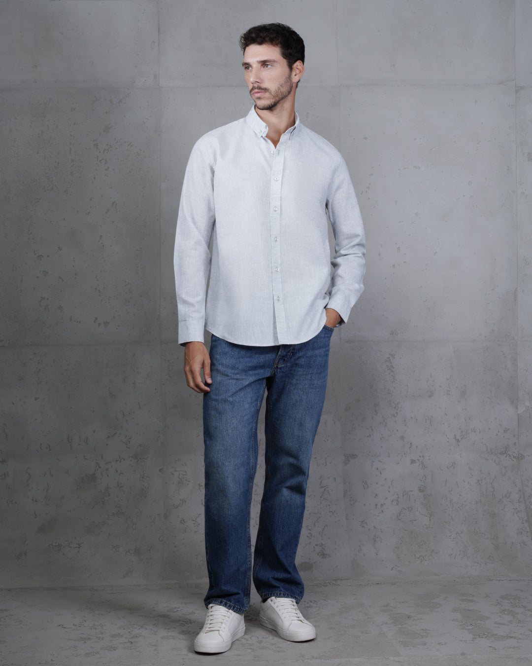 Mint Green Cotton Casual Long Sleeve Shirt