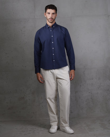 Navy Plain Cotton Shirt