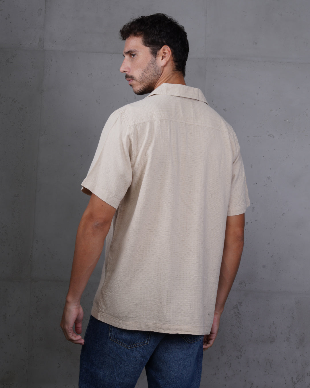 Beige Riviera Short Sleeve Camp Collar Shirt