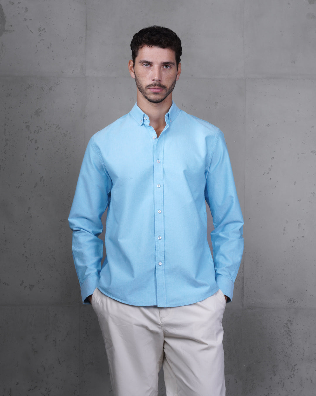 Turquoise Plain Cotton Shirt
