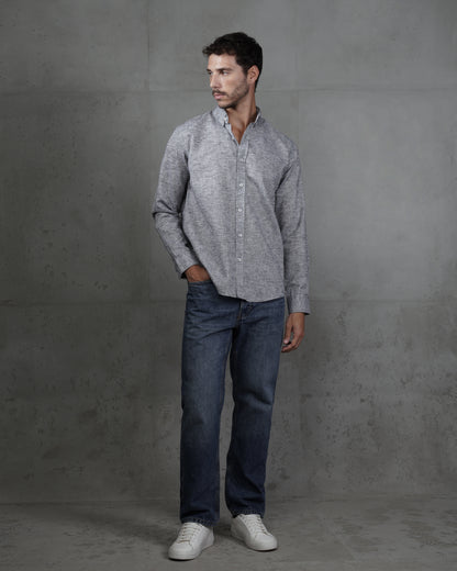 Black Cotton Casual Long Sleeve Shirt