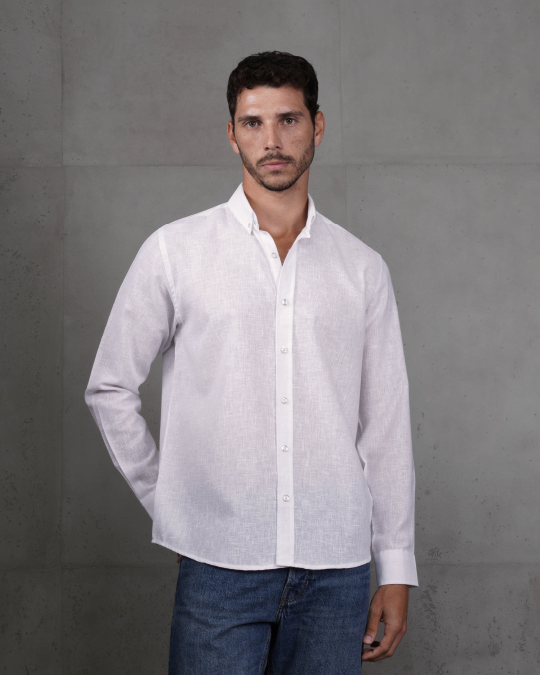 White Cotton Casual Long Sleeve Shirt