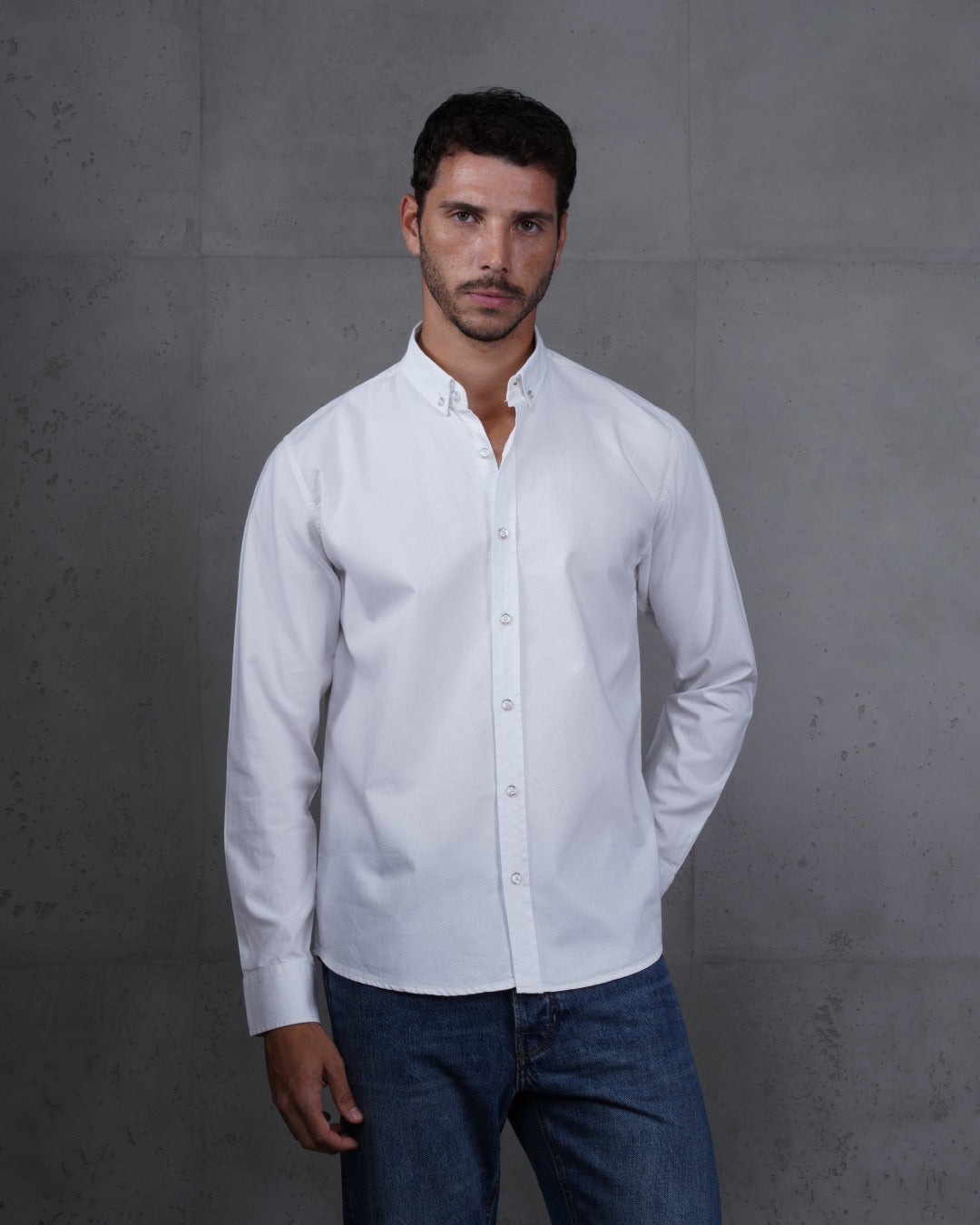 White Cotton Subtle Vertical Striped Shirt