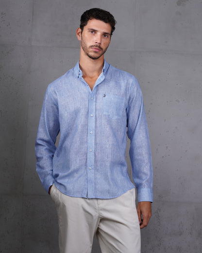 Royal Blue Linen Plain Shirt