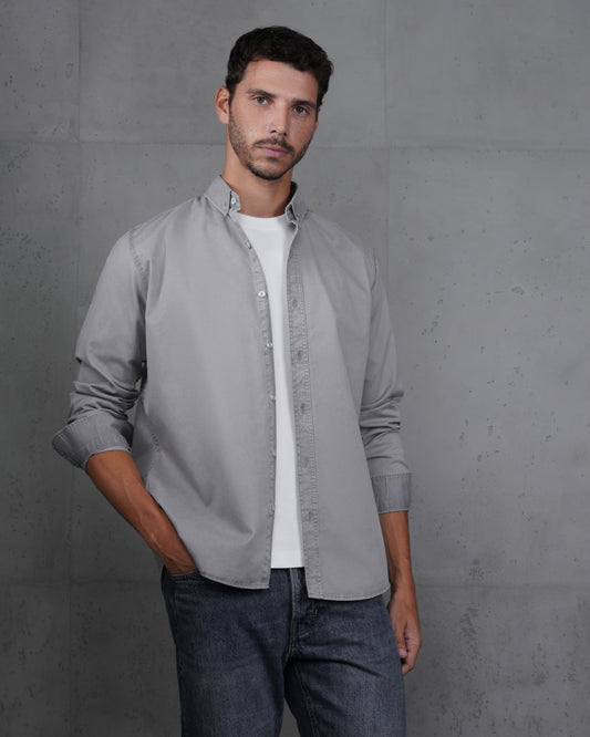 Light Grey Men’s Plain Cotton Shirt