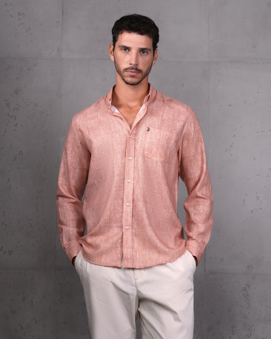 Orange Linen Plain Shirt
