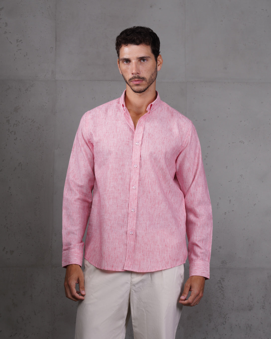 Red Casual Cotton Long Sleeve Shirt