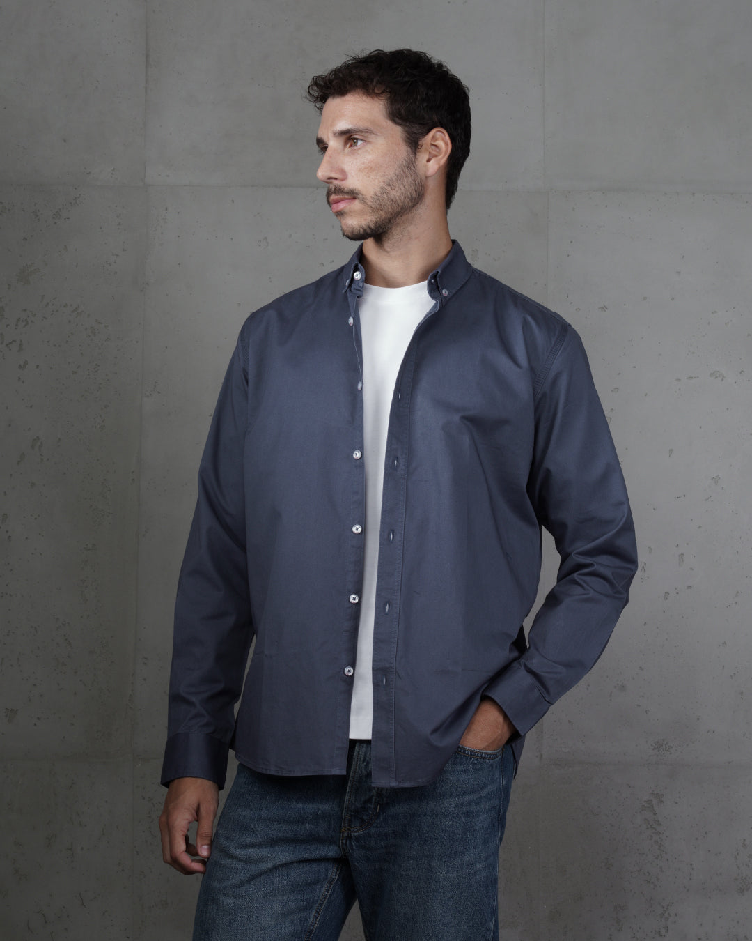 Navy Men’s Plain Cotton Shirt