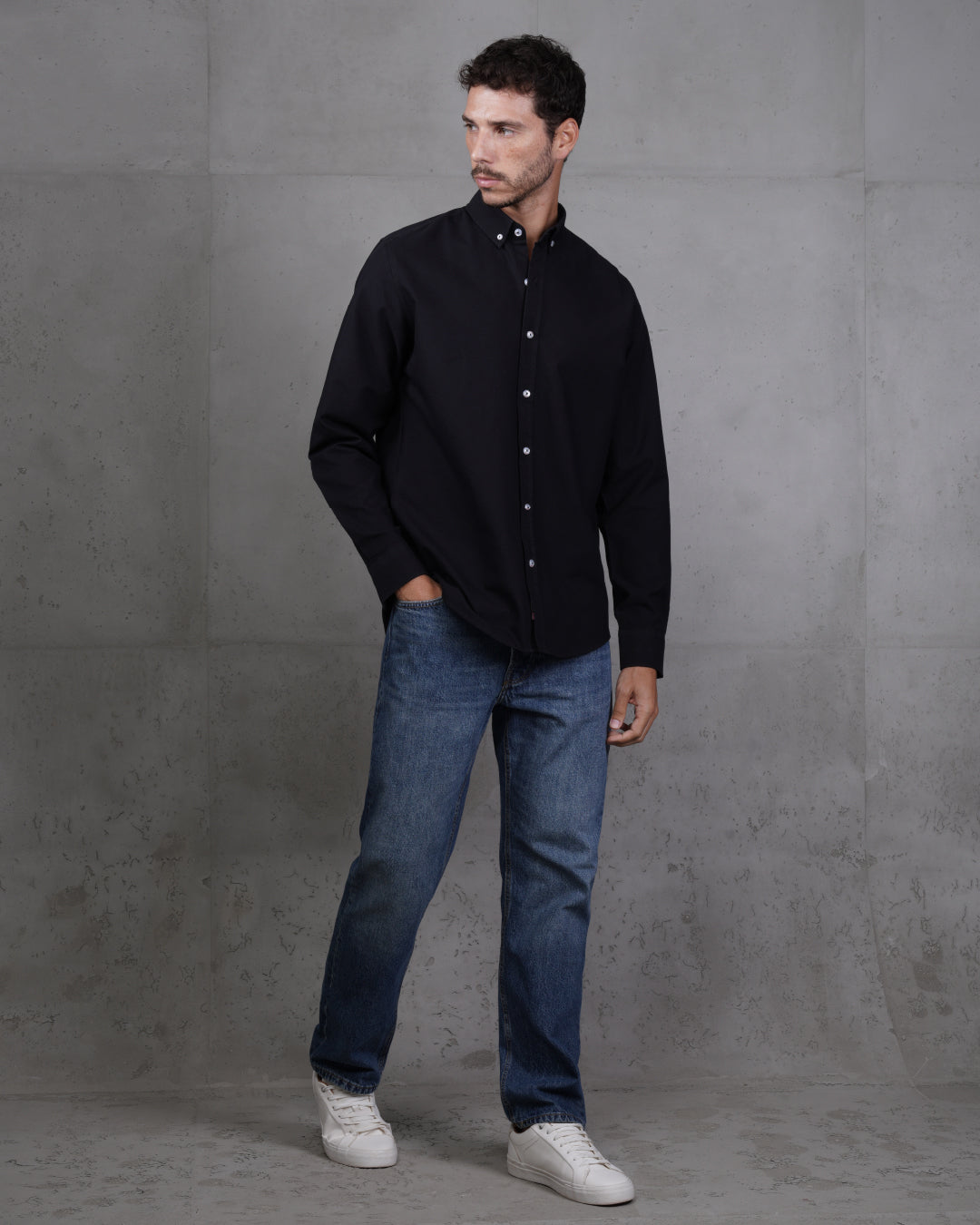 Black Plain Cotton Shirt