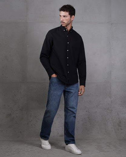 Black Plain Cotton Shirt