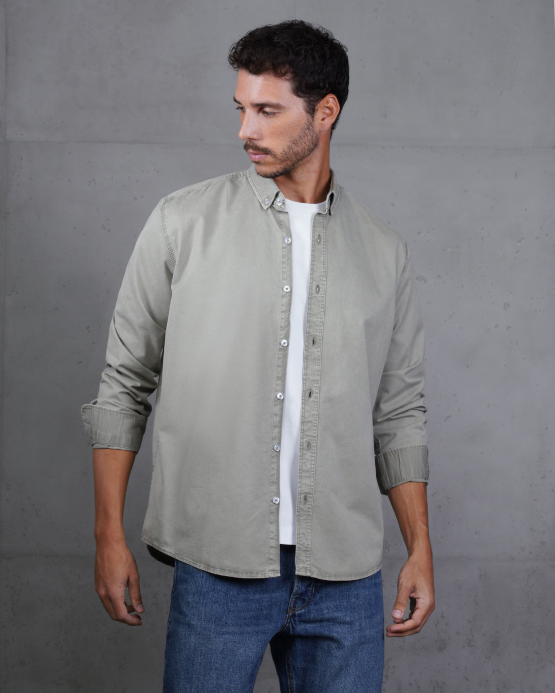 Khaki Men’s Plain Cotton Shirt