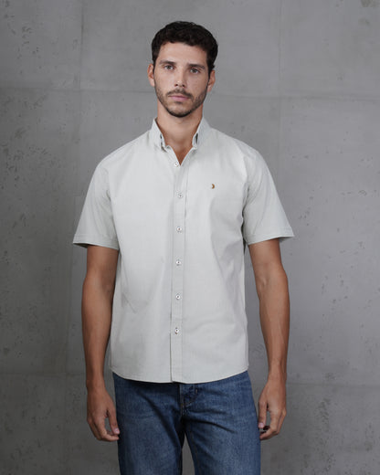 Mint Green Cotton Short-Sleeve Shirt