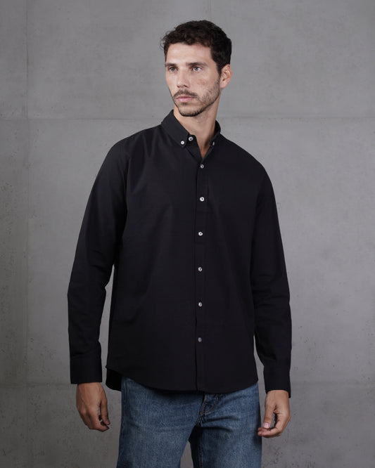 Black Plain Cotton Shirt (Big Size)