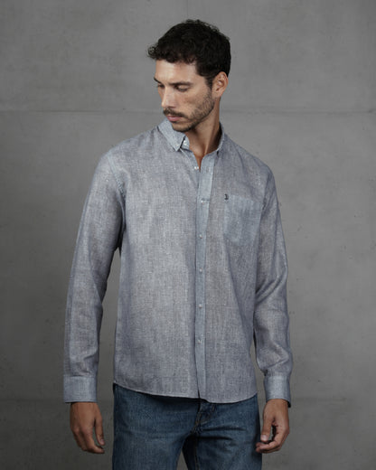 Grey Linen Plain Shirt