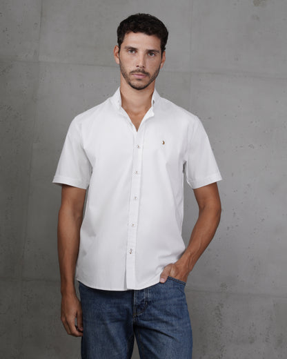 White Cotton Short-Sleeve Shirt
