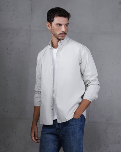 Silver Men’s Plain Cotton Shirt