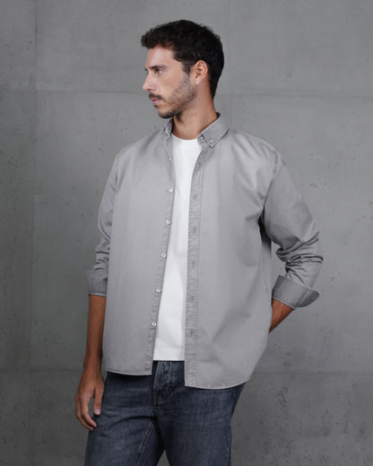 Light Grey Men’s Plain Cotton Shirt