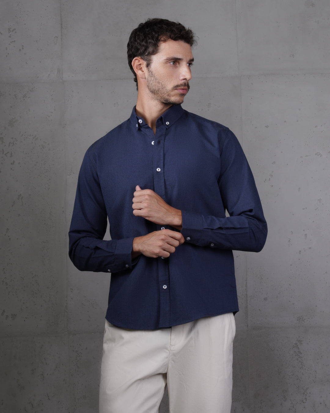 Navy Plain Cotton Shirt
