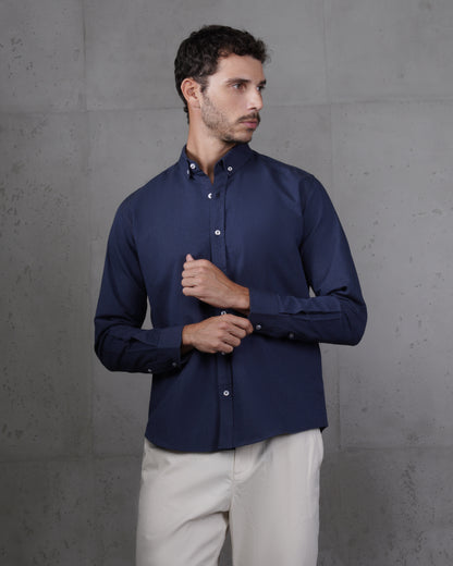 Navy Plain Cotton Shirt