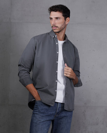 Grey Men’s Plain Cotton Shirt